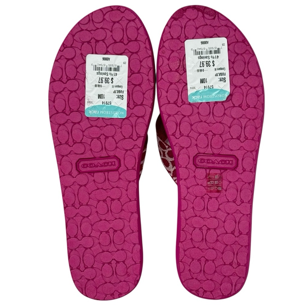 NIB Coach Jessalyn Signature Womens Thong Flip Flops Fuchsia Light Pink Size 10M - Picture 11 of 14